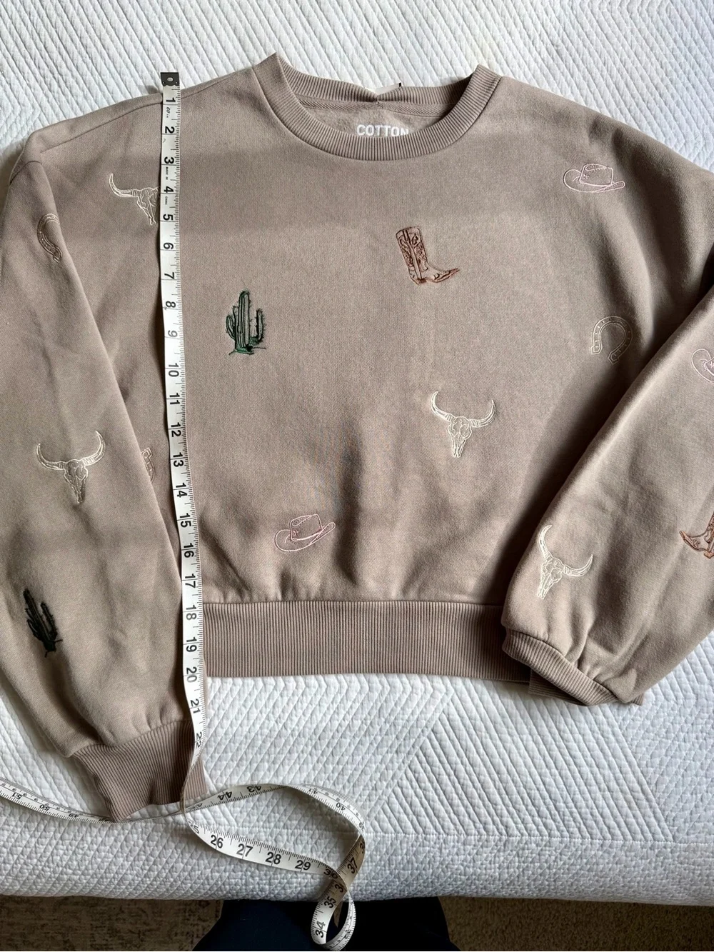 Cowgirl Southwest Western Country Boho Cotton Essentials Top Sweatshirt Women M - Picture 8 of 9